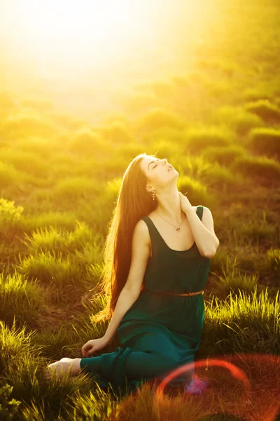 Woman on a summer meadow — Stock Photo, Image