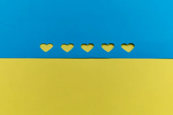 Kék Sárga Ukrán Zászló Színek Szív Formák — Stock Fotó