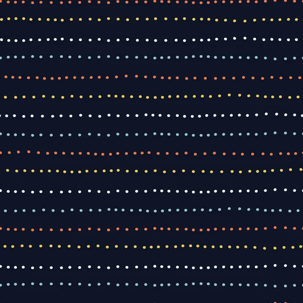Bezešvé abstraktní čmáranice vektorového obrazce teček. Opakující se dětinský pruhovaný vzor s nešikovnými liniemi, ručně kreslené tečky. Abstraktní zázemí pro dětskou výzdobu, dětský dekor, textilie, obaly. — Stockový vektor
