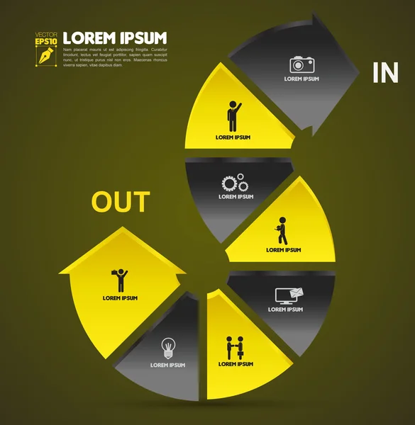 Pijl concept met pictogrammen — Stockvector