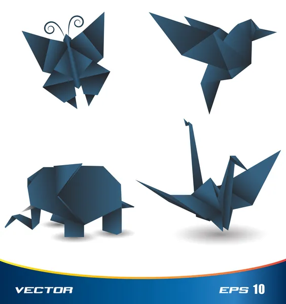 折り紙動物セット — ストックベクタ