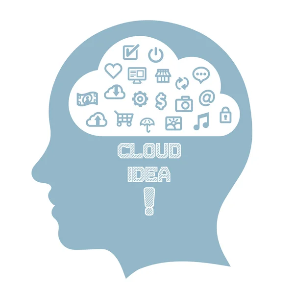 Head brain with icons — Stock Vector