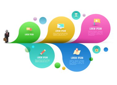 düz simgeleri ile iş şablonu