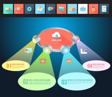 soyut ışık ile düz simgeler 3d Infographic.