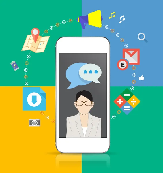 web ve mobil telefon hizmetleri ve uygulamaları için Smartphone tasarım konsepti simgeler.