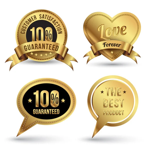 Gouden badges instellen promotie garantie — Stockvector