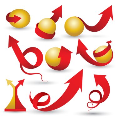 kavisli ok multi renk kümesi. Çizim vektör, nesne baskı ve Web sitesi için kullanabilirsiniz. Çocuk komik tarzı.