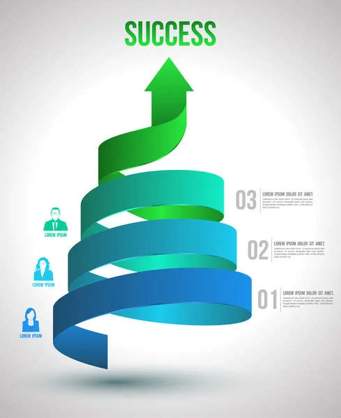 Arrow twist up to success number options with icons. Vector illustration and can use for business concept, report, data presentation, plan or education diagram. printing and website template. — Stock Vector