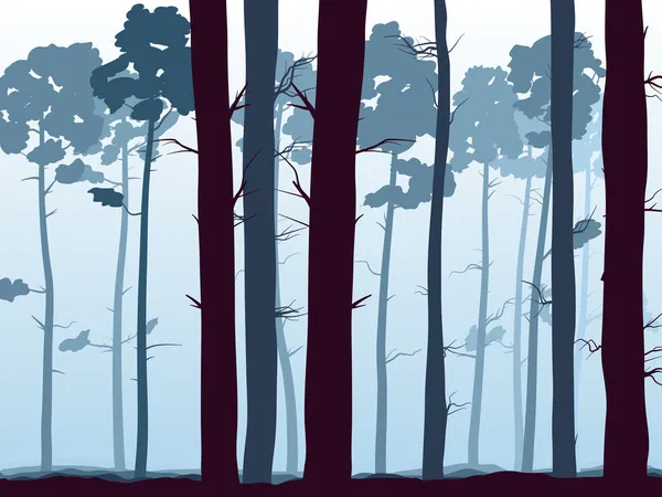 Horizontale afbeelding van pinewood bos. — Stockvector