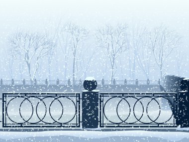 nehir kanalı ve bridge park kar yağışı.