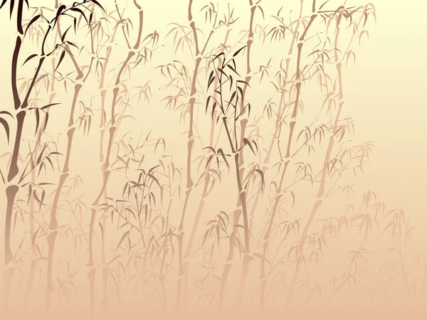 Background with many bamboo from mist in asian style. — Stock Vector