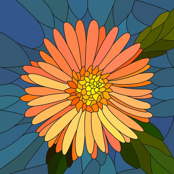 Vektor Illustration der Blume Orange Aster. — Stockvektor