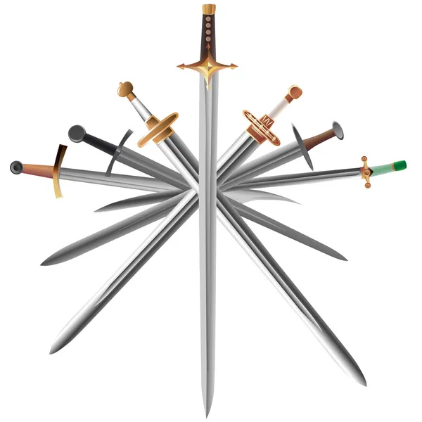 Ilustraciones vectoriales conjunto de espadas transversales . — Vector de stock