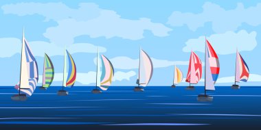 vektör çizim yelken yat yarışı.