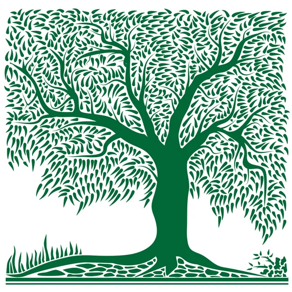 Abstrakter grüner Baum in quadratischer Form. — Stockvektor