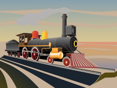 eski buharlı tren vektör çizim.