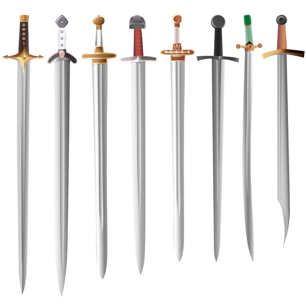 Vector illustration set of swords — Stock Vector