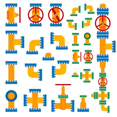 Set of vector illustration pipeline elements.