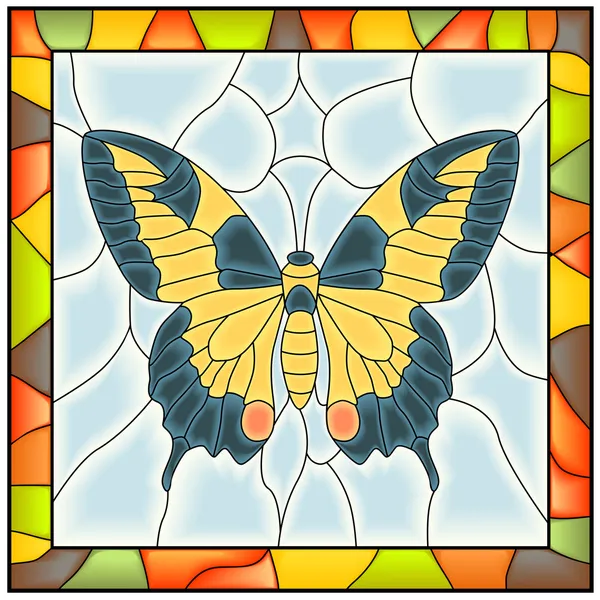 Vector de mariposa en vitral . — Vector de stock
