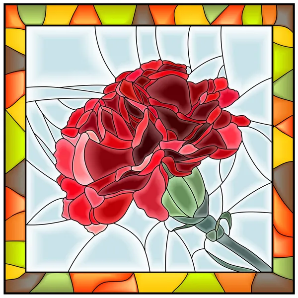 Vektor illustration av blomma röd nejlika. — Stock vektor