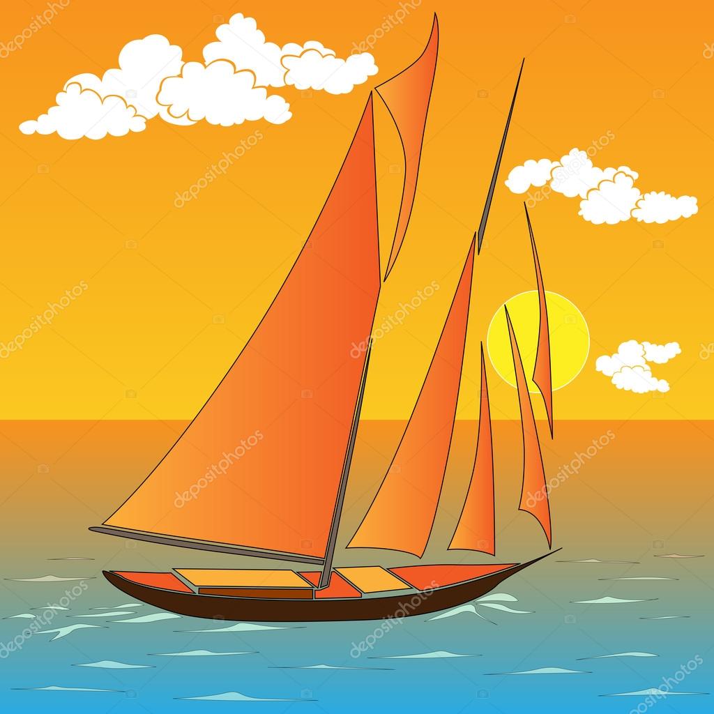 Vector illustration of cartoon sailing yacht Stock Vector Image by ©Vertyr  #20077447