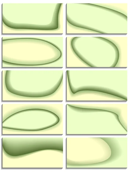 Joukko käyntikortteja vihreitä aaltoja — vektorikuva