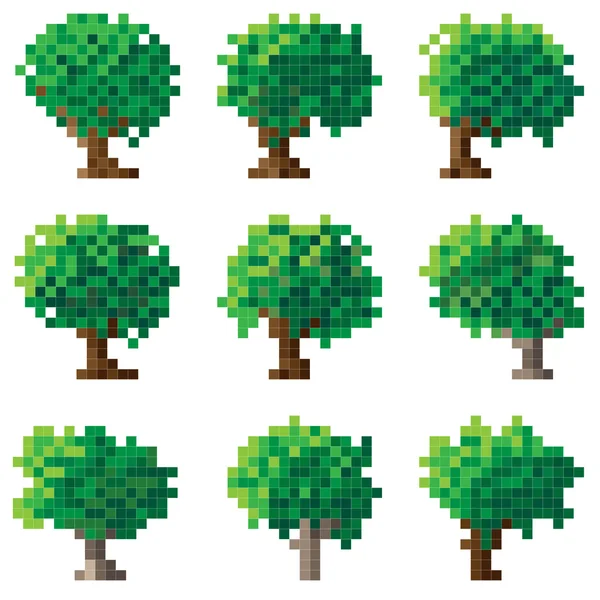 Set di albero dei pixel — Vettoriale Stock