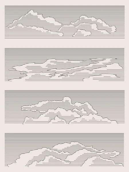 Nuages dessinés dans un style vintage . — Image vectorielle