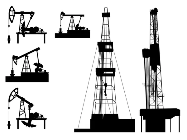 Silhuetas de unidades para a indústria petrolífera — Vetor de Stock