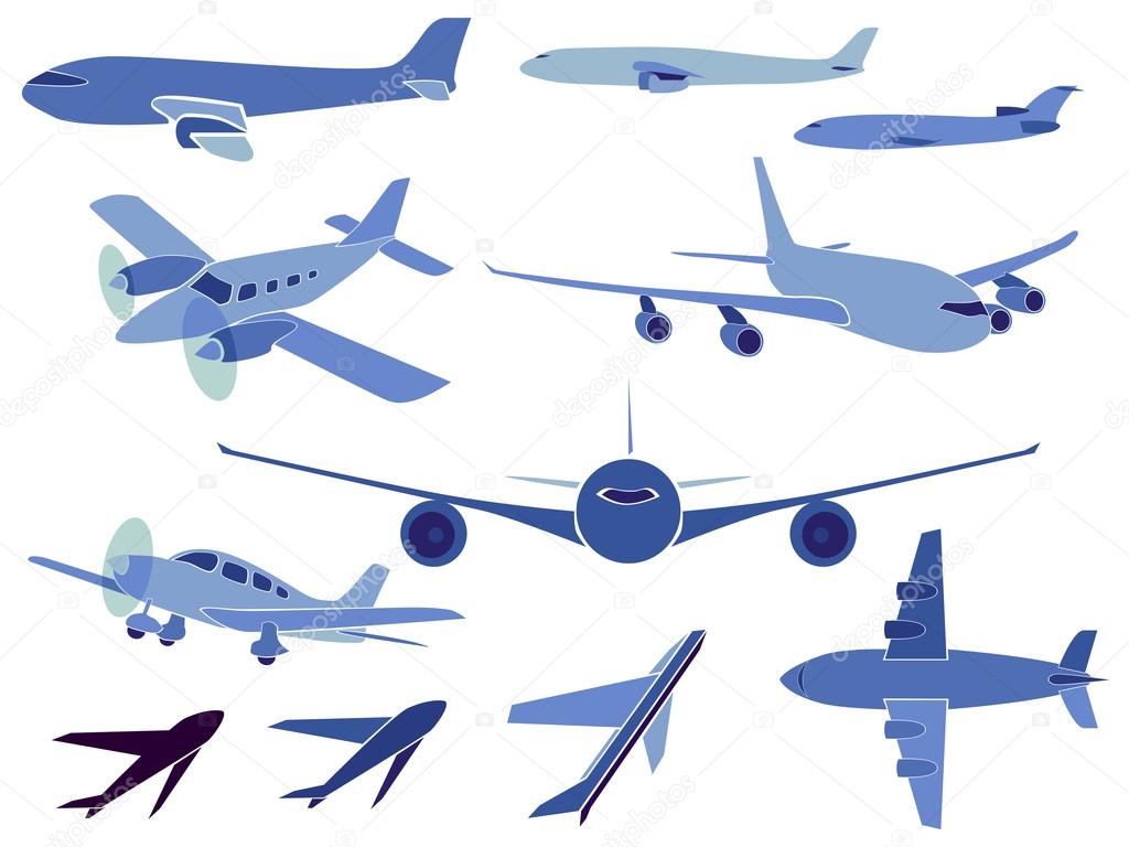 Set of simple symbols of aircrafts