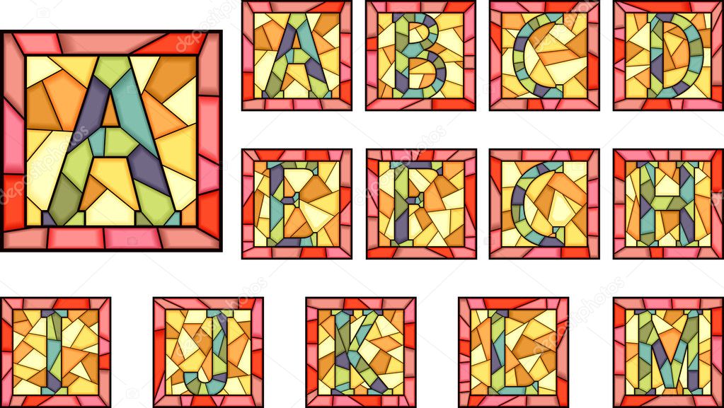 Mosaic capital letters alphabet.