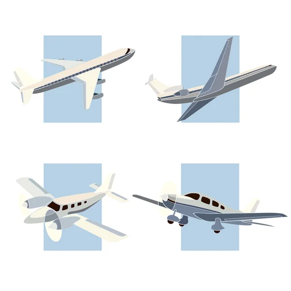 Set of simple icon of aircrafts. — Stock Vector