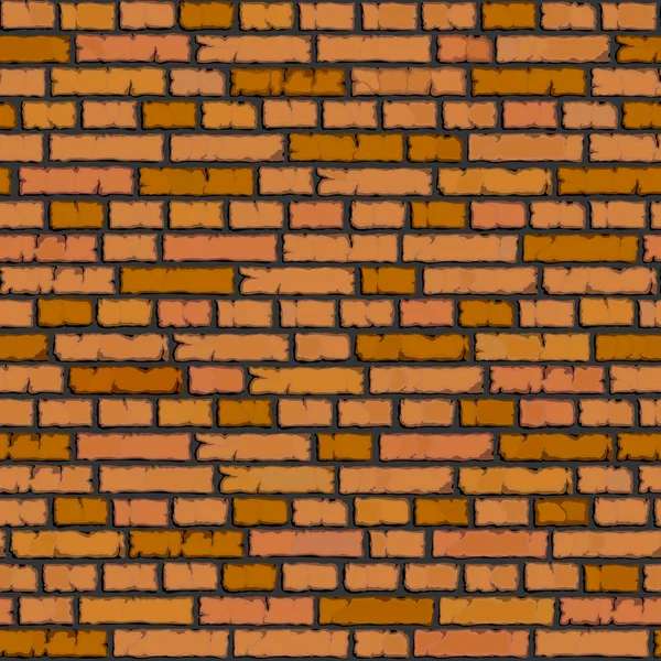 Seamless orange brick wall background. — Stock Vector
