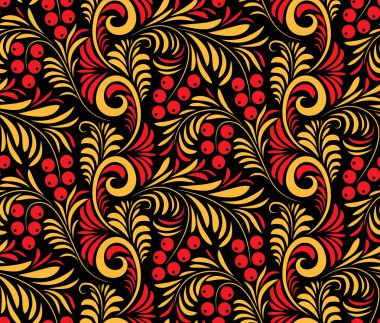 Seamless background of traditional Russian folk painting. clipart
