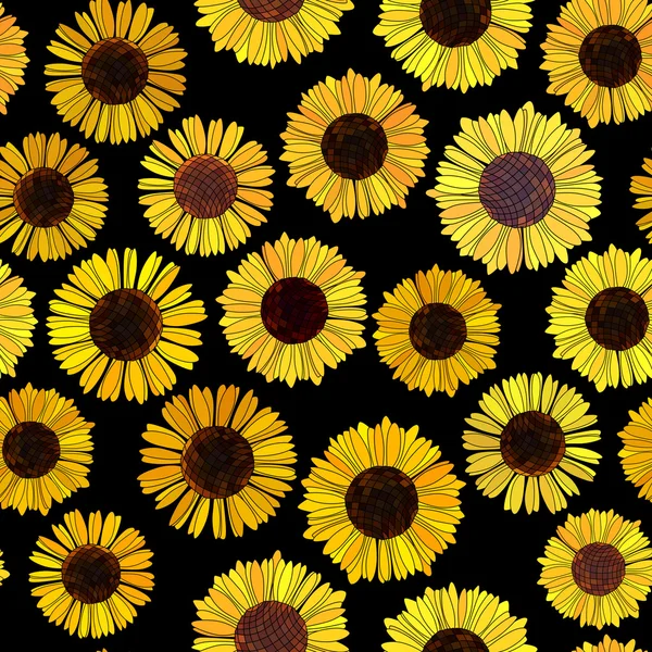 Seamless sunflowers vector background. — Stock Vector