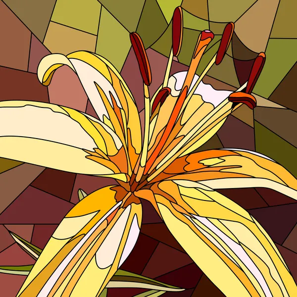 Ilustração vetorial de lírio amarelo flor . — Vetor de Stock