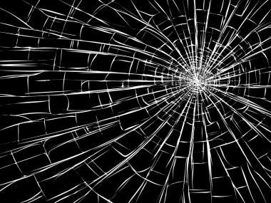 kırılmış cam üzerinde Radyal çatlaklar.