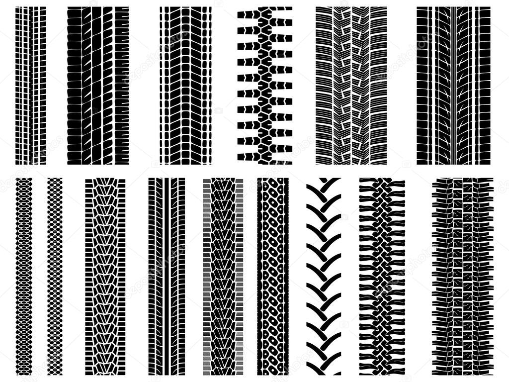 Set of vector pattern wheel tracks.