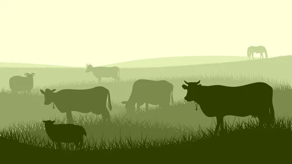 Ilustração horizontal de animais de estimação de fazenda . — Vetor de Stock