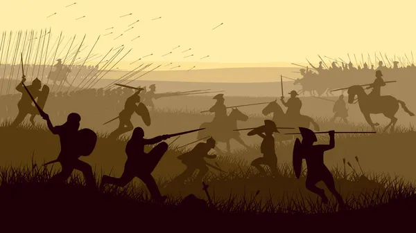 Abstract illustration of medieval battle. — Stock Vector