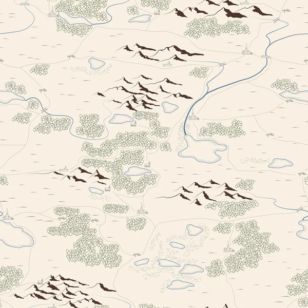 功妙な塗られた地図のシームレスな背景. — ストックベクタ
