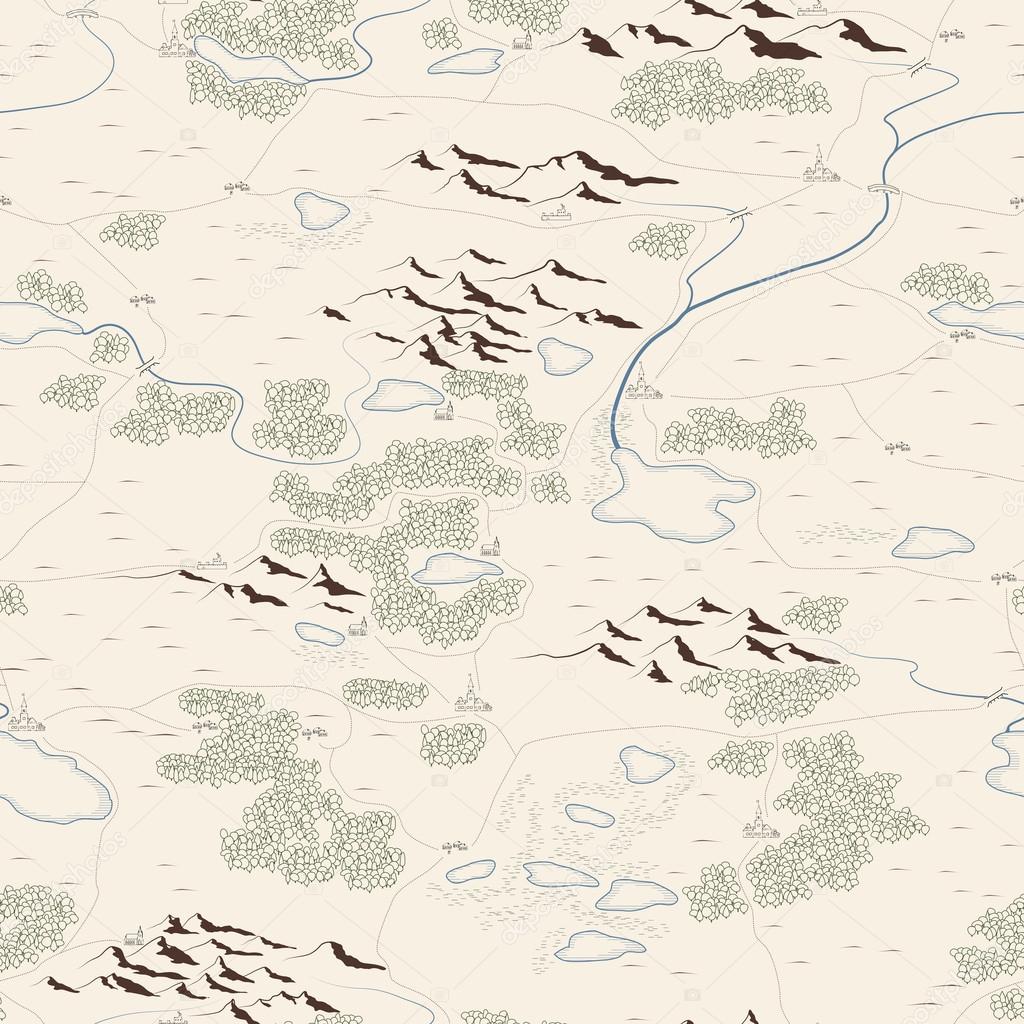 Seamless background of artistic painted map.