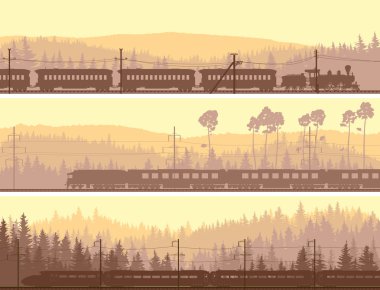 lokomotif, tren ve tepeler iğne yapraklı yatay Banner woo