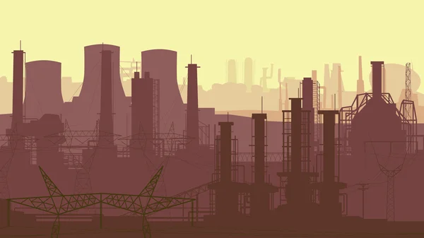 Illustration horizontale abstraite partie industrielle de la ville . — Image vectorielle