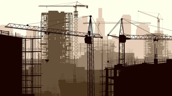 Illustration du chantier avec grue et bâtiment . — Image vectorielle