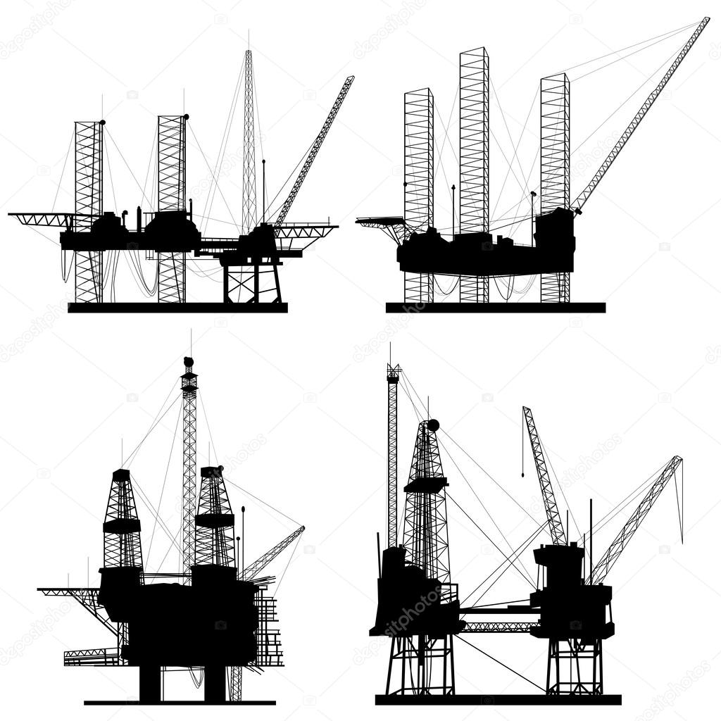 Silhouettes of units for oil industry