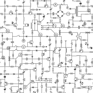 Seamless background of electrical circuit. clipart