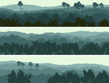Horizontal banners of hills deciduous wood. clipart