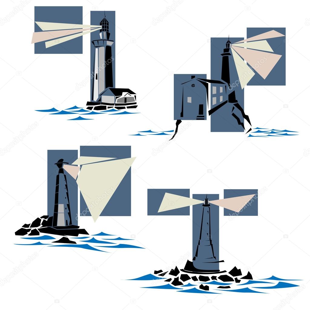 Set of lighthouse icons.