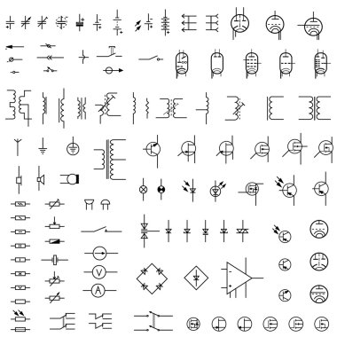 elektronik simgeler kümesi.